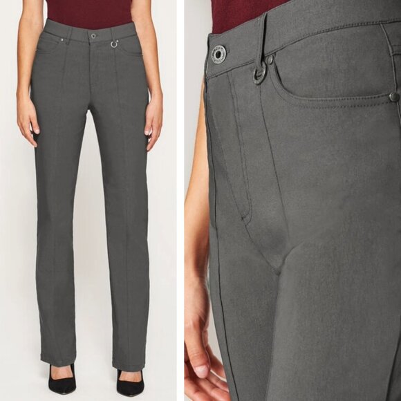SIMON CHANG DENIM Tummy Control Micro Twill Straight Leg Pant Size 2 NWT - Picture 1 of 12